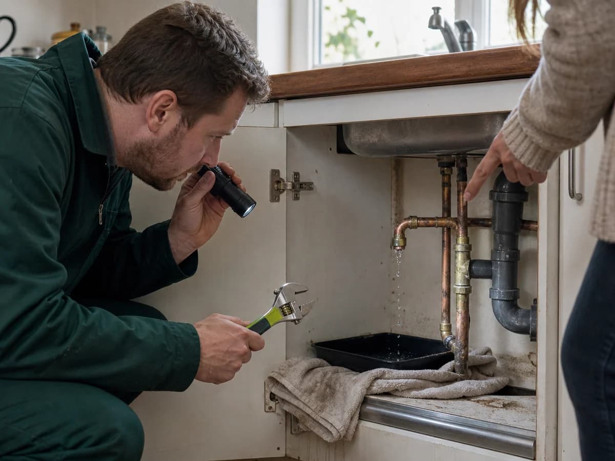 Plumber using structured service-request details in the field